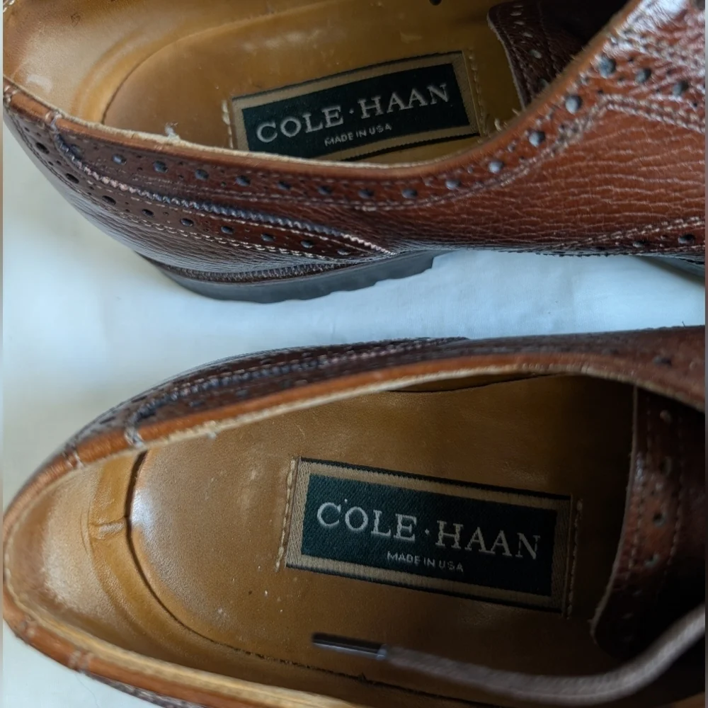 Cole Haan Men's Leather Wingtip Oxfords Size 9.5 Like New!